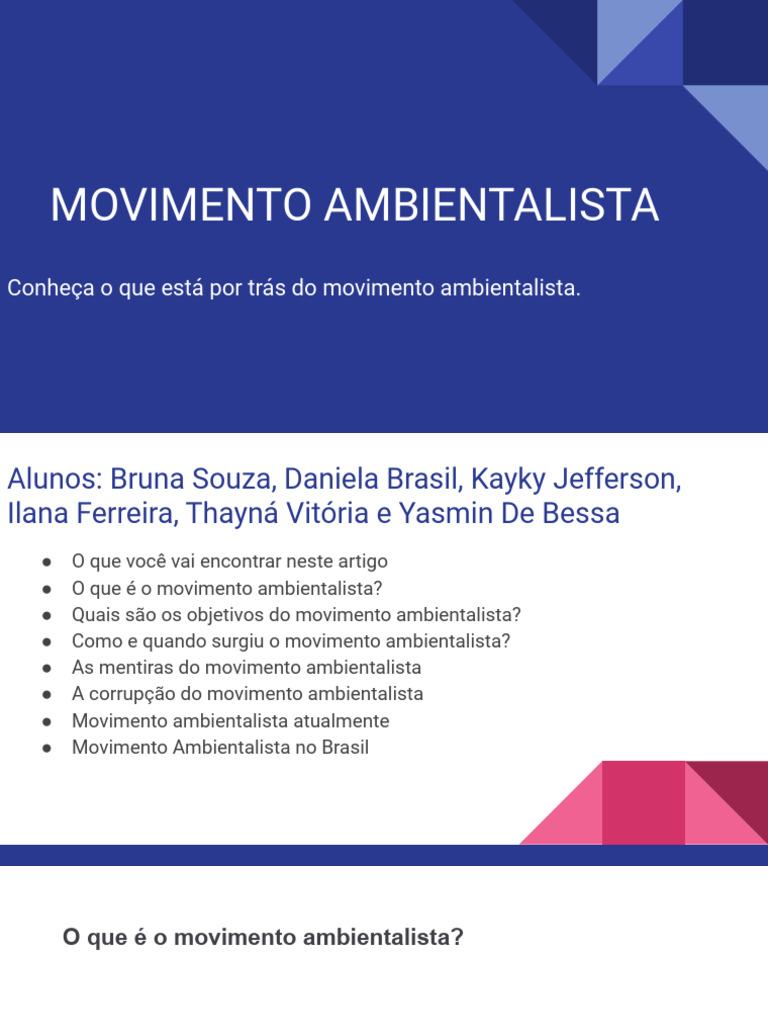 Entendendo o Movimento Ambientalista | PDF | Ciências Sociais ...