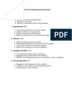 Criteria For Extemporaneous Speech