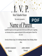 MVP Award For Supporting Parents