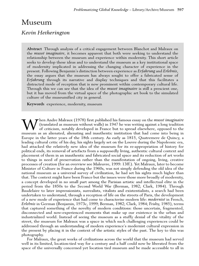 Modernity and the Museum Experience | PDF | Museum