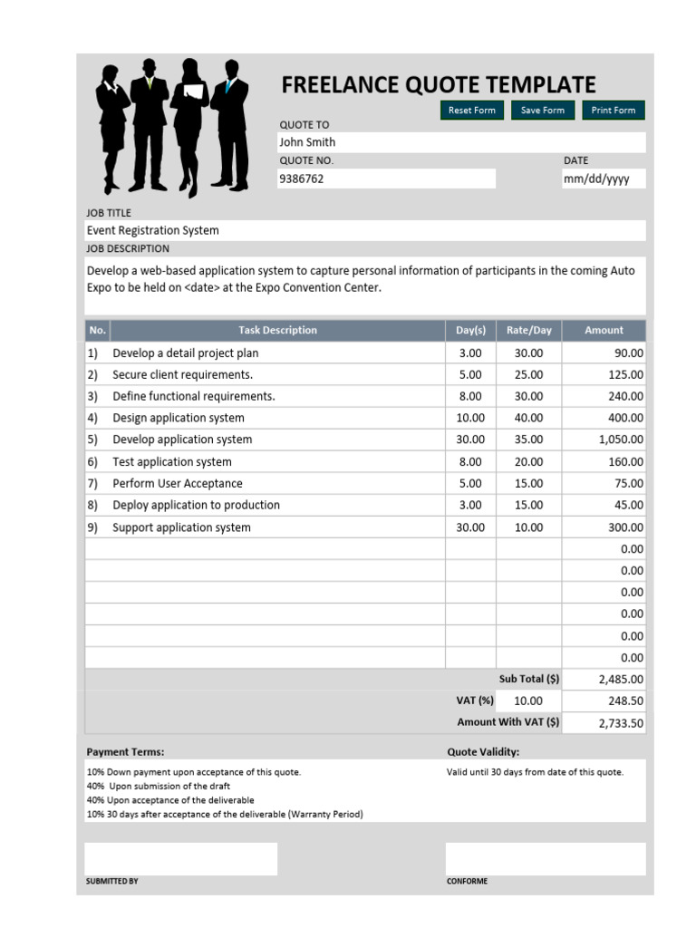 Freelance Quote Template TemplateLab PDF Software Computer Science