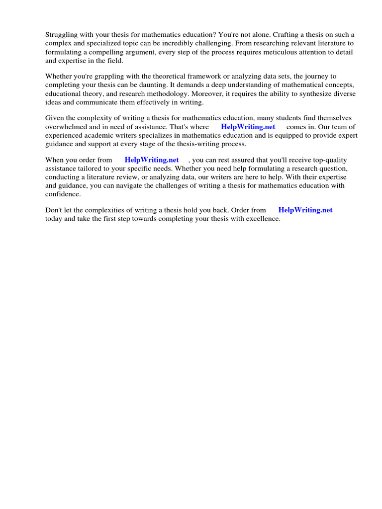 Thesis For Mathematics Education | PDF