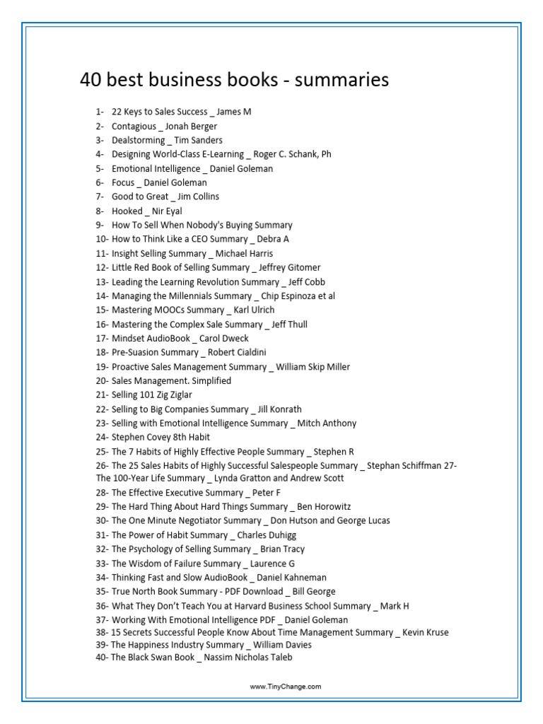 40 Business Book Summaries PDF Sales Emotions