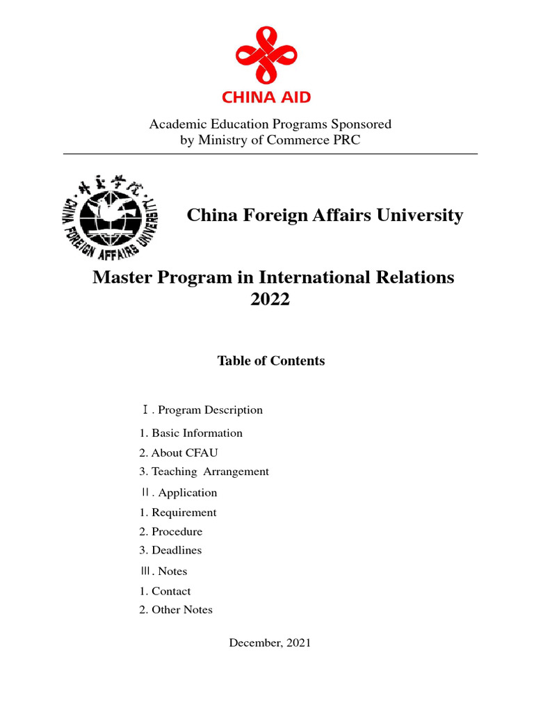 8 2022 Master Program in International Relations China Foreign Affairs ...