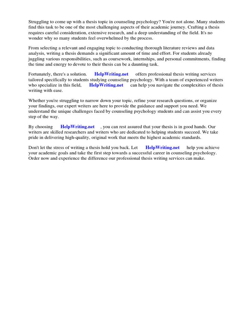 Master Thesis Topics In Educational Psychology Pdf