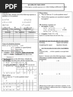 QUADRATIC EQUATION Intervention