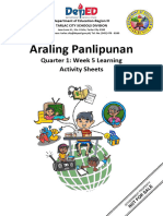 Araling Panlipunan: Quarter 1: Week 5 Learning Activity Sheets