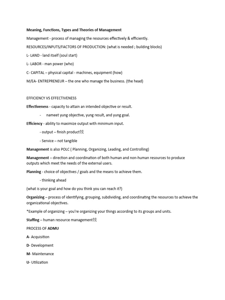 Meaning functions types and theories of management pdf