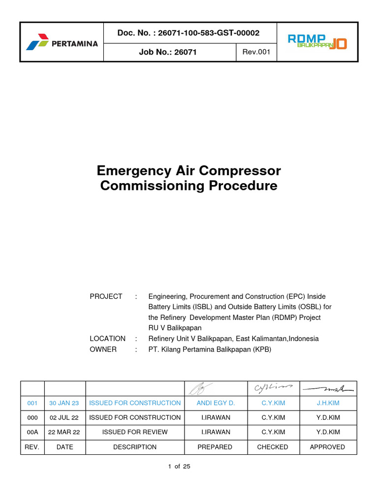 Emergency Air Compressor Commissioning | PDF | Valve | Clothes Dryer
