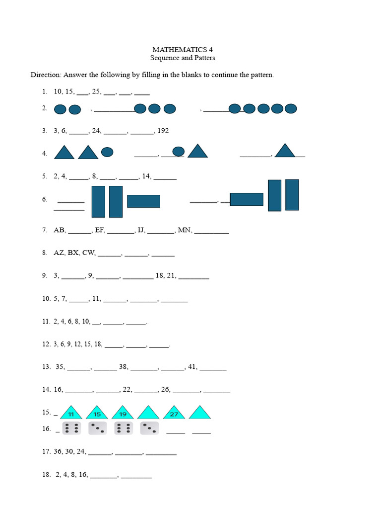 Grade 4 Number Patterns Worksheet | PDF | Plants | Flowers