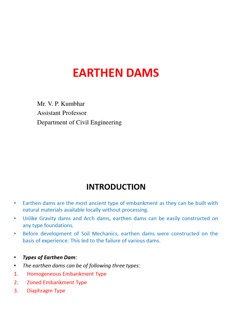 1b.EARTHEN DAMS | PDF | Dam | Soil Mechanics