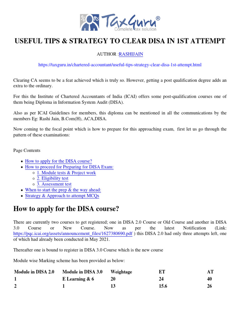 Useful Tips Strategy To Clear Disa In 1st Attempt Pdf Multiple Choice