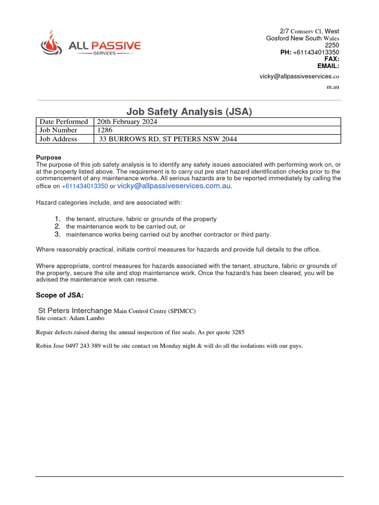 Job Safety Analysis by Edward | PDF | Risk | Personal Protective Equipment