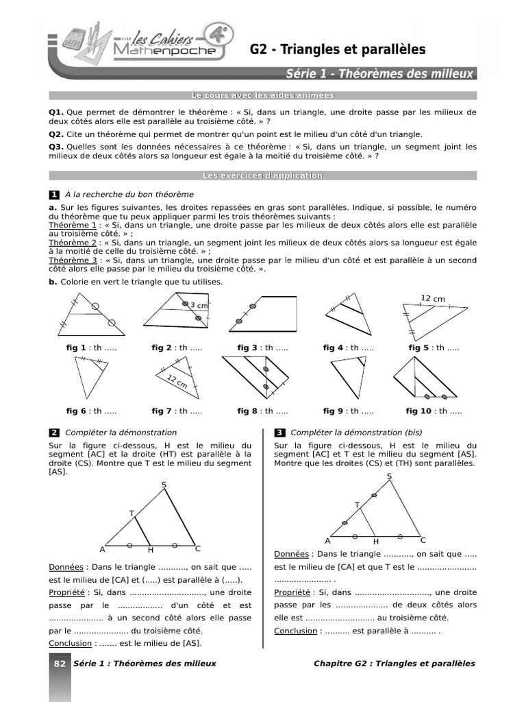 Théorèmes des milieux en triangles | PDF | Triangle | Mathématiques