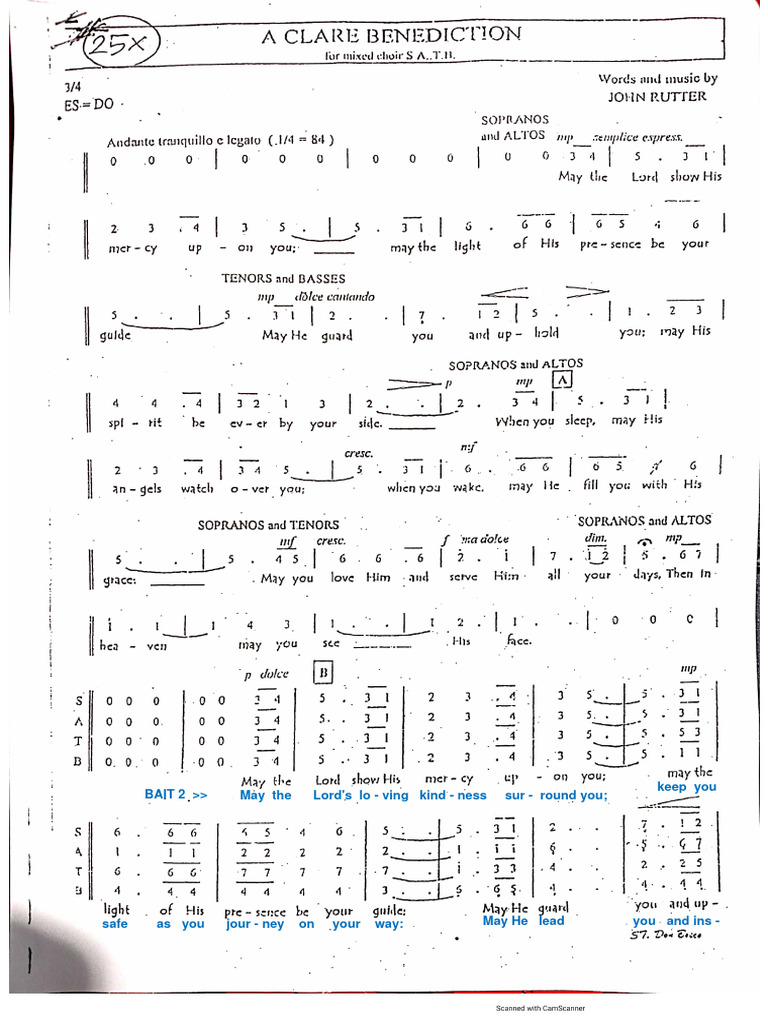 A Clare Benediction - Rutter - 3 Verses | PDF