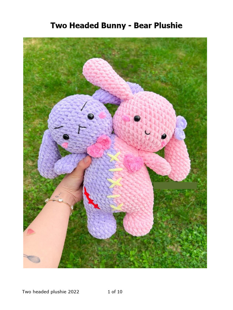 Two Headed Bunny - Bear Plushie | PDF | Crochet | Textiles, image size:768x1024