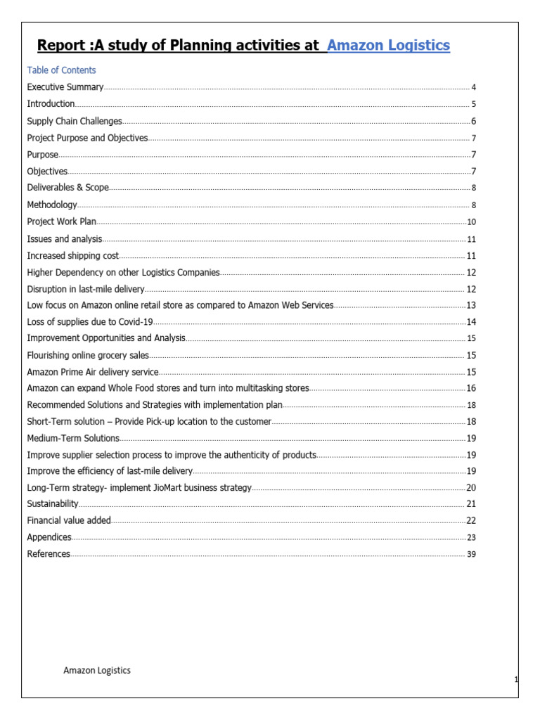 Amazon Logistics: Supply Chain Analysis | PDF | Logistics | Retail