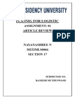 Assignment - 01 Article Review (Planning For Logistic) Nayanashree N (20222MLS0066) Sec-17