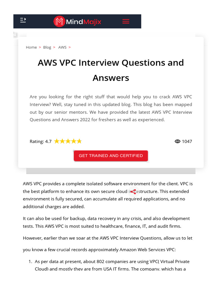 AWS VPC Interview Questions & Answers | PDF | Ip Address | Internet
