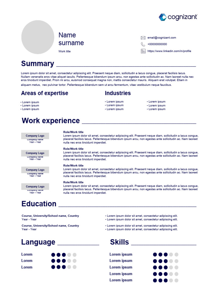 Cognizant Resume Template 2 2 PDF