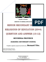 Religiouse Education 2044 Question and Answer