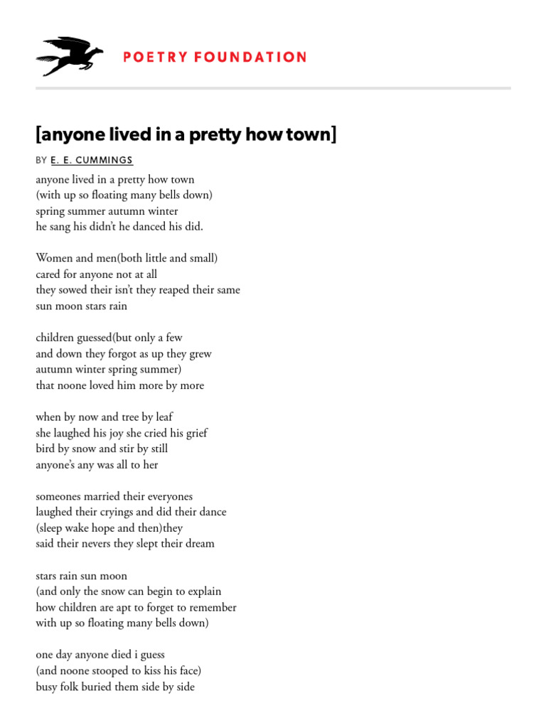 (Anyone Lived in A Pretty How Town) by E. E. - Poetry Magazine | PDF