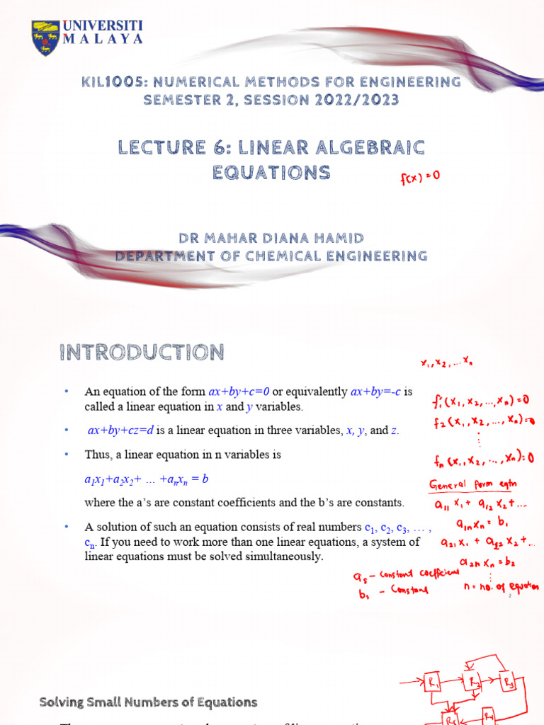 Lecture 6 | PDF | Equations | Matrix (Mathematics)