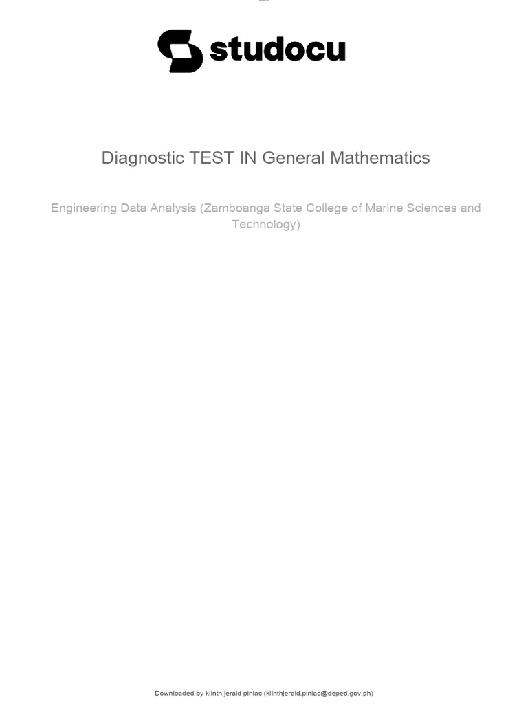 General Mathematics Diagnostic Test | PDF