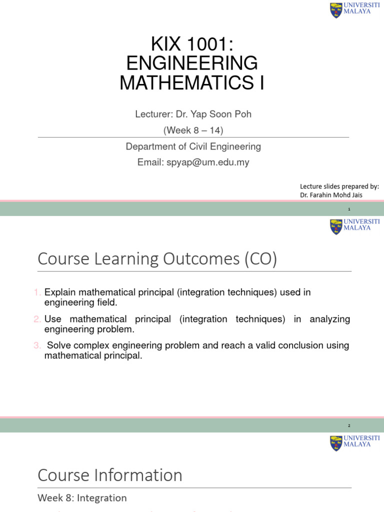 Engineering Mathematics: Integration Techniques | PDF | Integral | Area