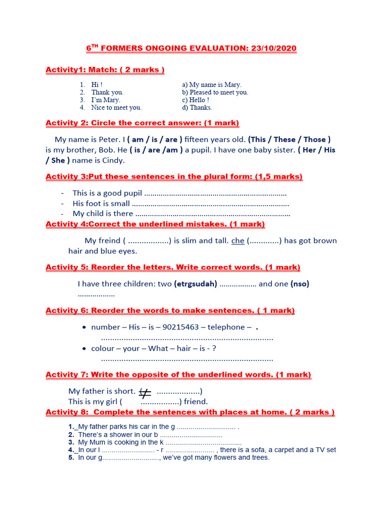 Beginner Exercises For English Learners Pdf Bedroom Home 