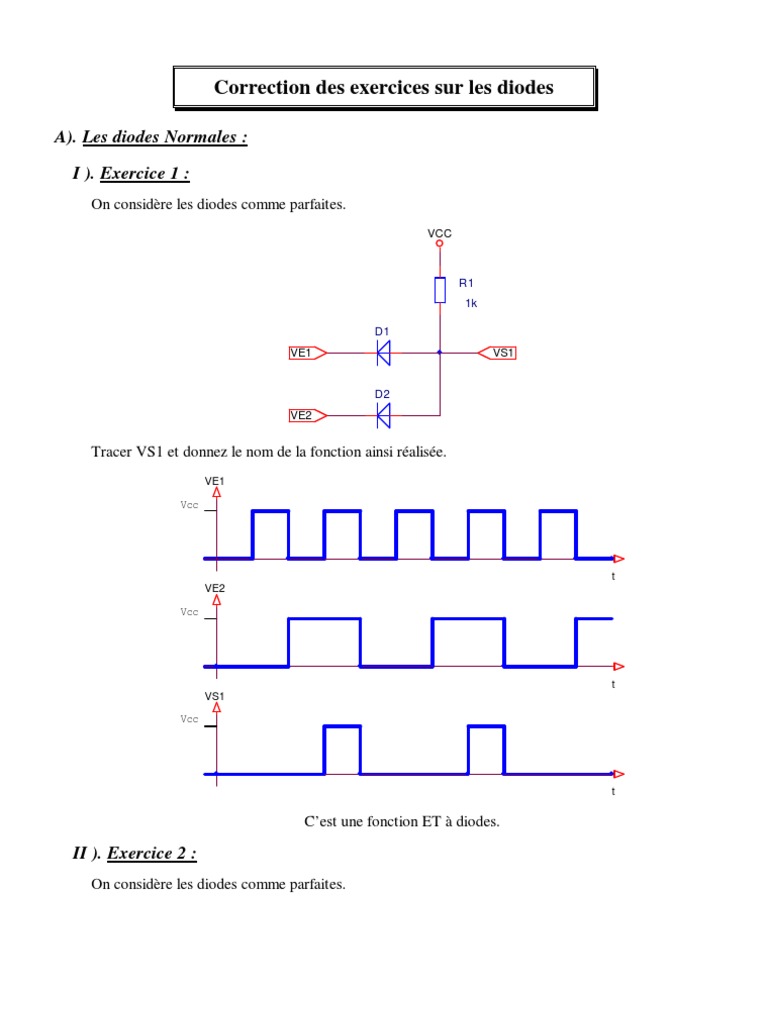 Les Diodes Et Leurs Applications Tp Corrigé Exos Corrigé Diode 2 | PDF | Diode | Semi-conducteurs