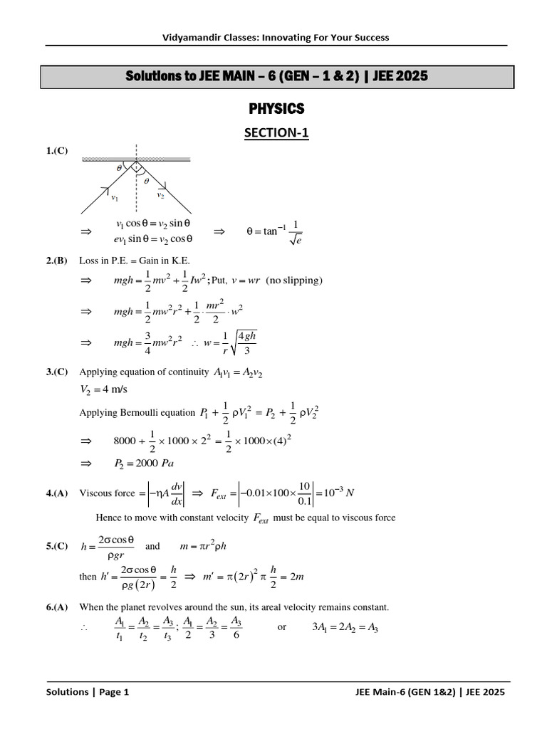 JEE Main-6 Solutions for Physics and Chemistry | PDF | Acid ...