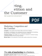 Marketing, Competition and The Customer