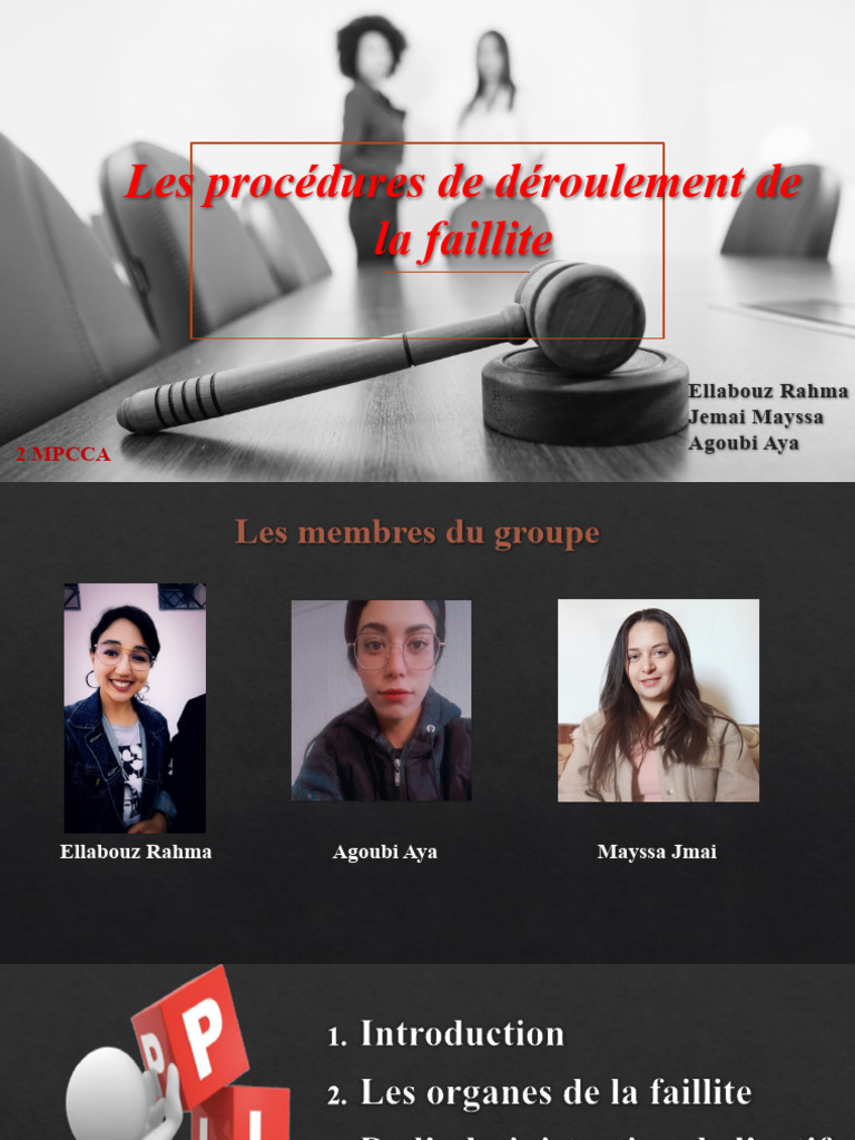 Les Procédures de Déroulement de La Faillite PDF Débiteur Dettes