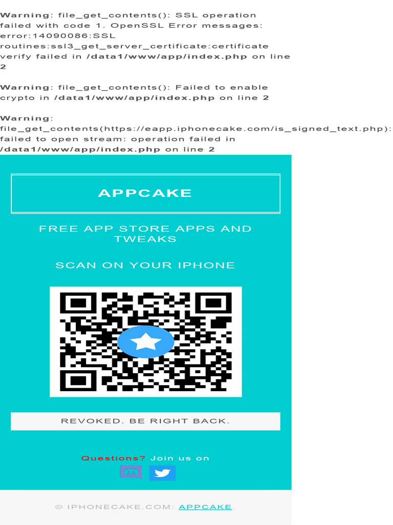 AppCake User Alert: SSL Error | PDF