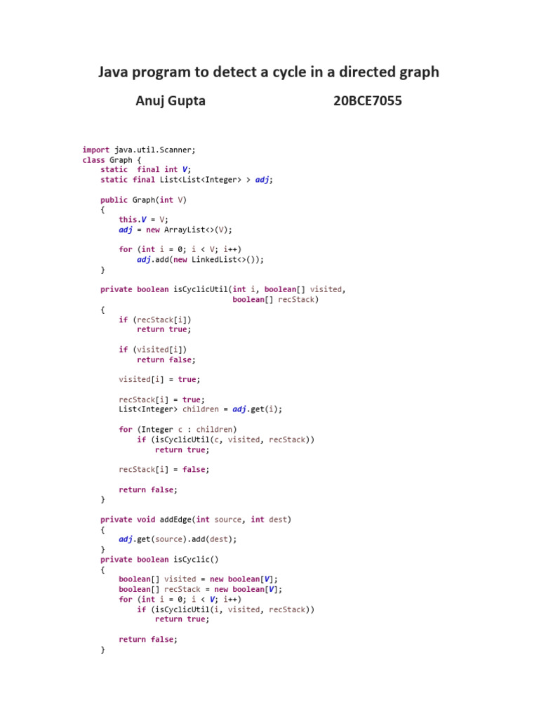 Detecting a Cycle in Graph | PDF