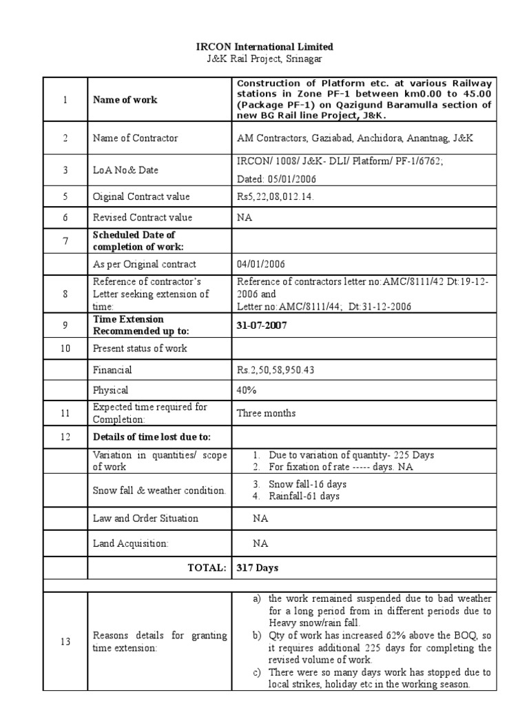 PF-1 1st Time Extension | PDF | Business