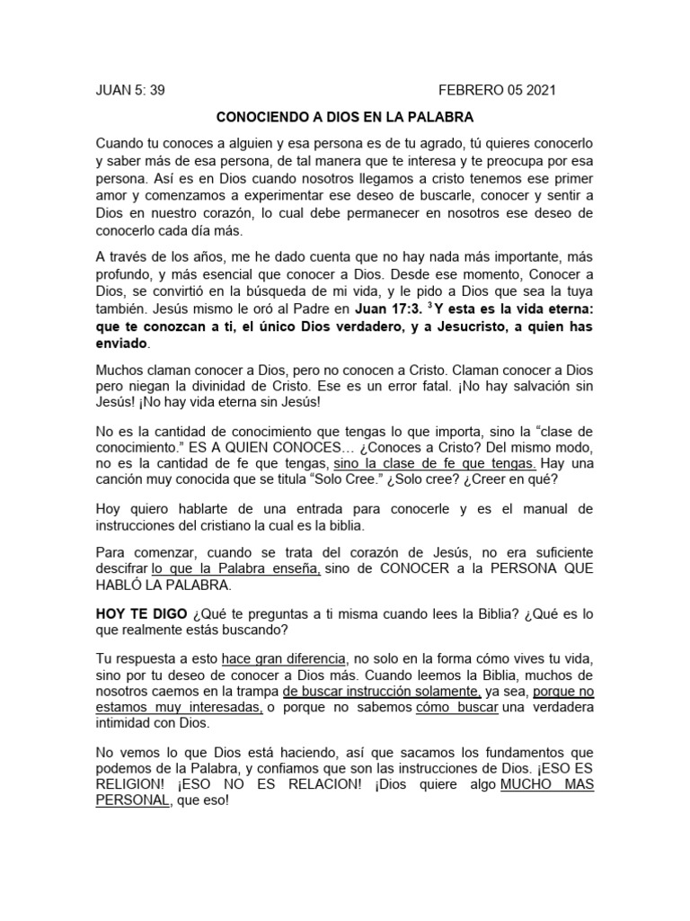 Conociendo a Dios a través de la Biblia | PDF | Vida eterna ...