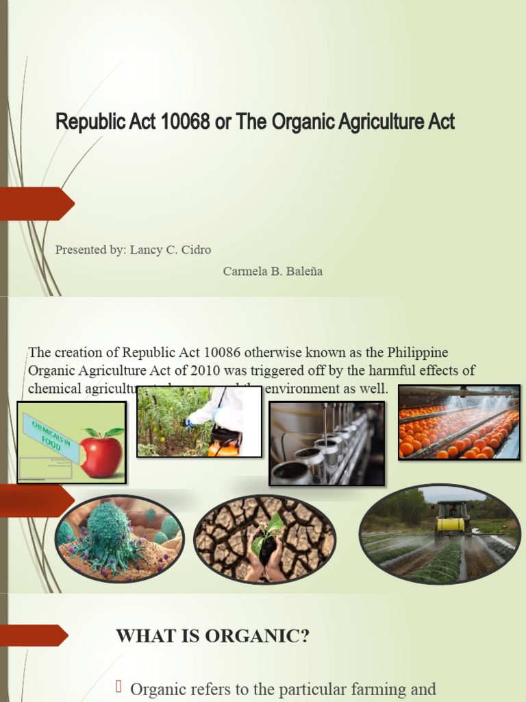 Republic Act 10068 or the Organic Agriculture Act PDF