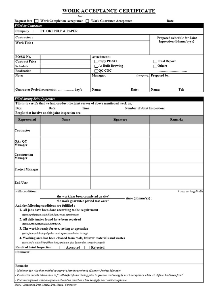 WAC Form | PDF