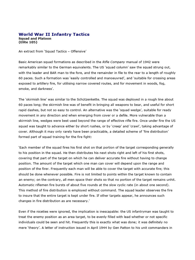 World War Ii Infantry Tactics Pdf Hazards Battles