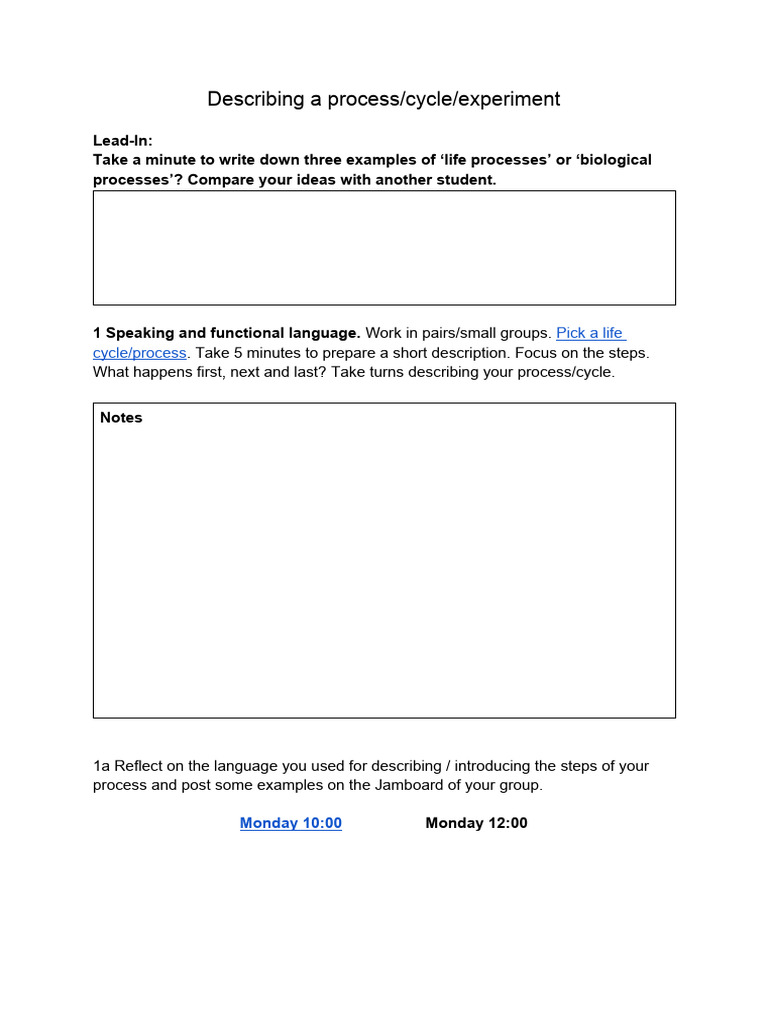Describing Processes - Experiments - PS 2023 | PDF