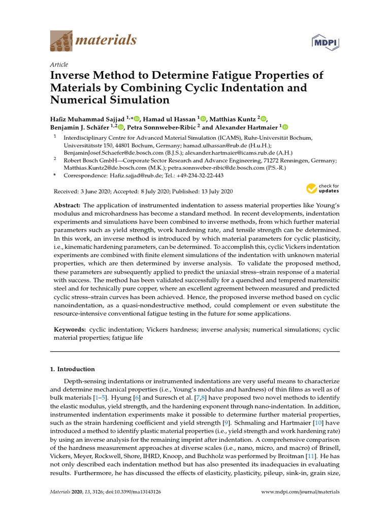 Inverse Method To Determine Fatigue Properties of | PDF | Fatigue ...