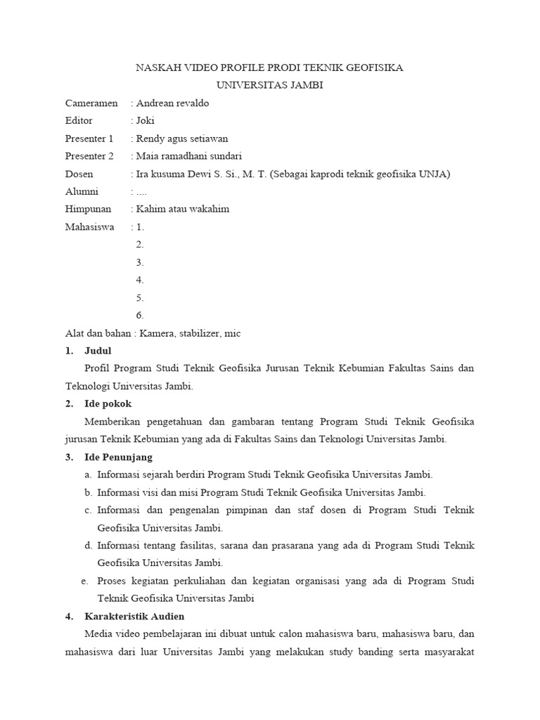 Script Vidio Profile Jurusan | PDF