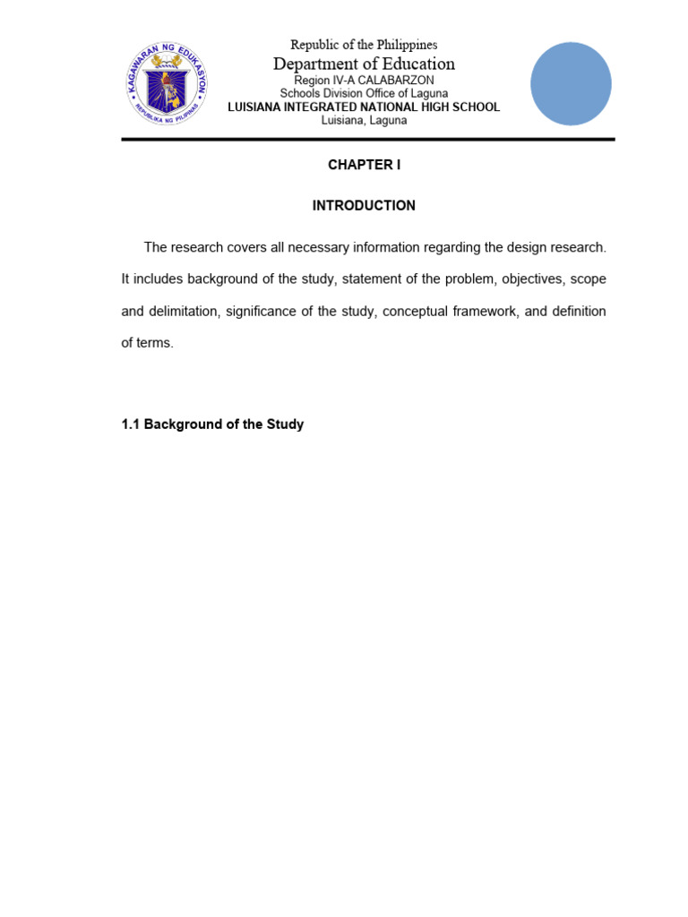 Thesis Template Chapter 1 Humss Pdf