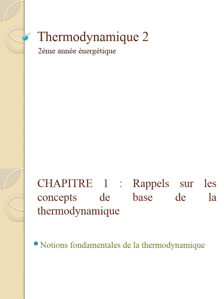 Concepts de base en thermodynamique | PDF | Température | Thermodynamique