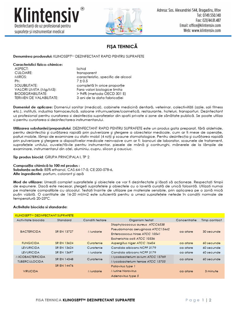 Fisa Tehnica Klinosept | PDF