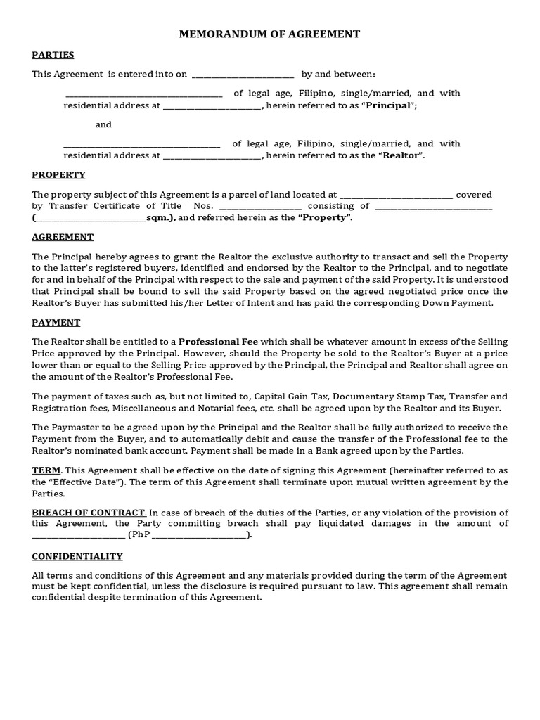 MOA Commission Agreement | PDF