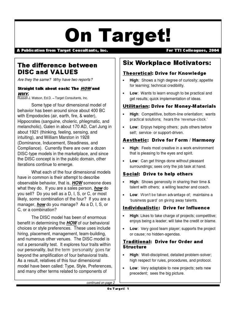 Difference Between DISC&Values 1 NP | PDF