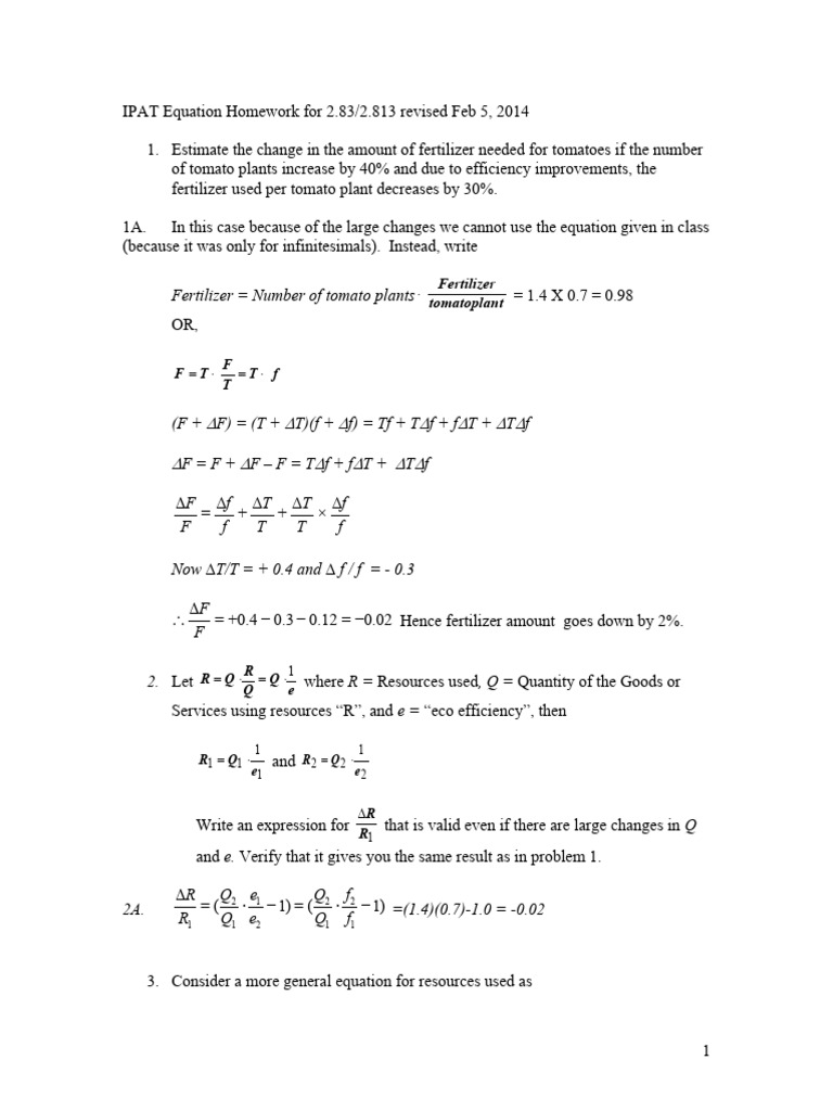 IPAT Equation Homework-1-Rev1 | PDF